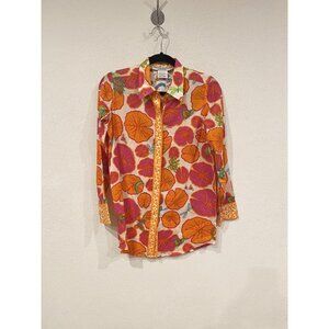 Gretchen Scott Designs Shirt Womens XS Floral Button Up Fun Print Blouse Top